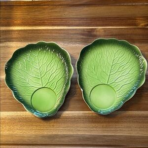 Vintage 1962 Holt Howard Lettuce Leaf Ceramic Plates